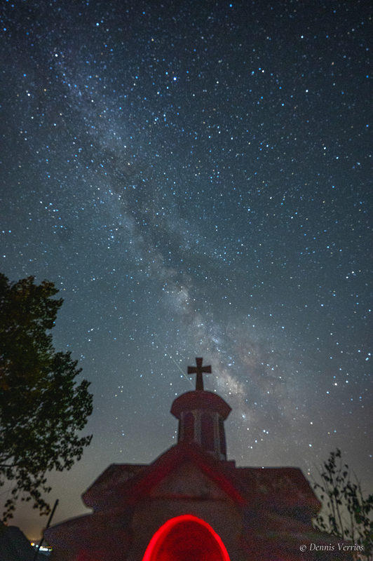 Bell tower and the Milky Way, Dimitsana, alternate edit. Photograph by Dennis Verrios.